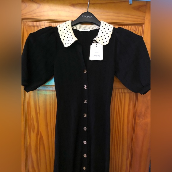 SANDRO Villa Crochet Collar Midi Dress - Picture 11 of 13